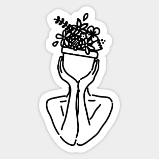 Plant gal minimal line drawing Sticker